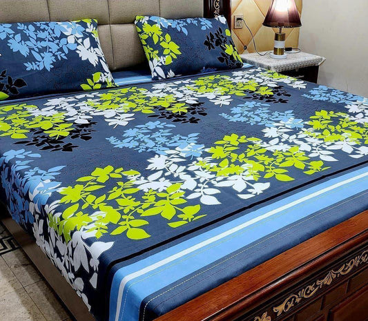 Crystal Cotton Bedsheet |3 Pcs Bedsheet Set | Colour And Stuff 100% Guaranteed