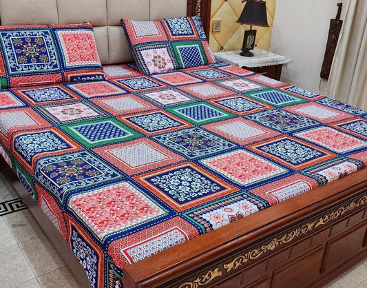 Crystal Cotton Bedsheet |3 Pcs Bedsheet Set | Colour And Stuff 100% Guaranteed