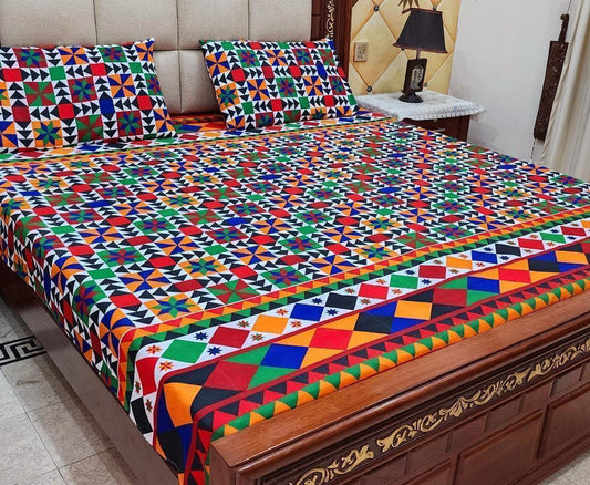 Crystal Cotton Bedsheet |3 Pcs Bedsheet Set | Colour And Stuff 100% Guaranteed