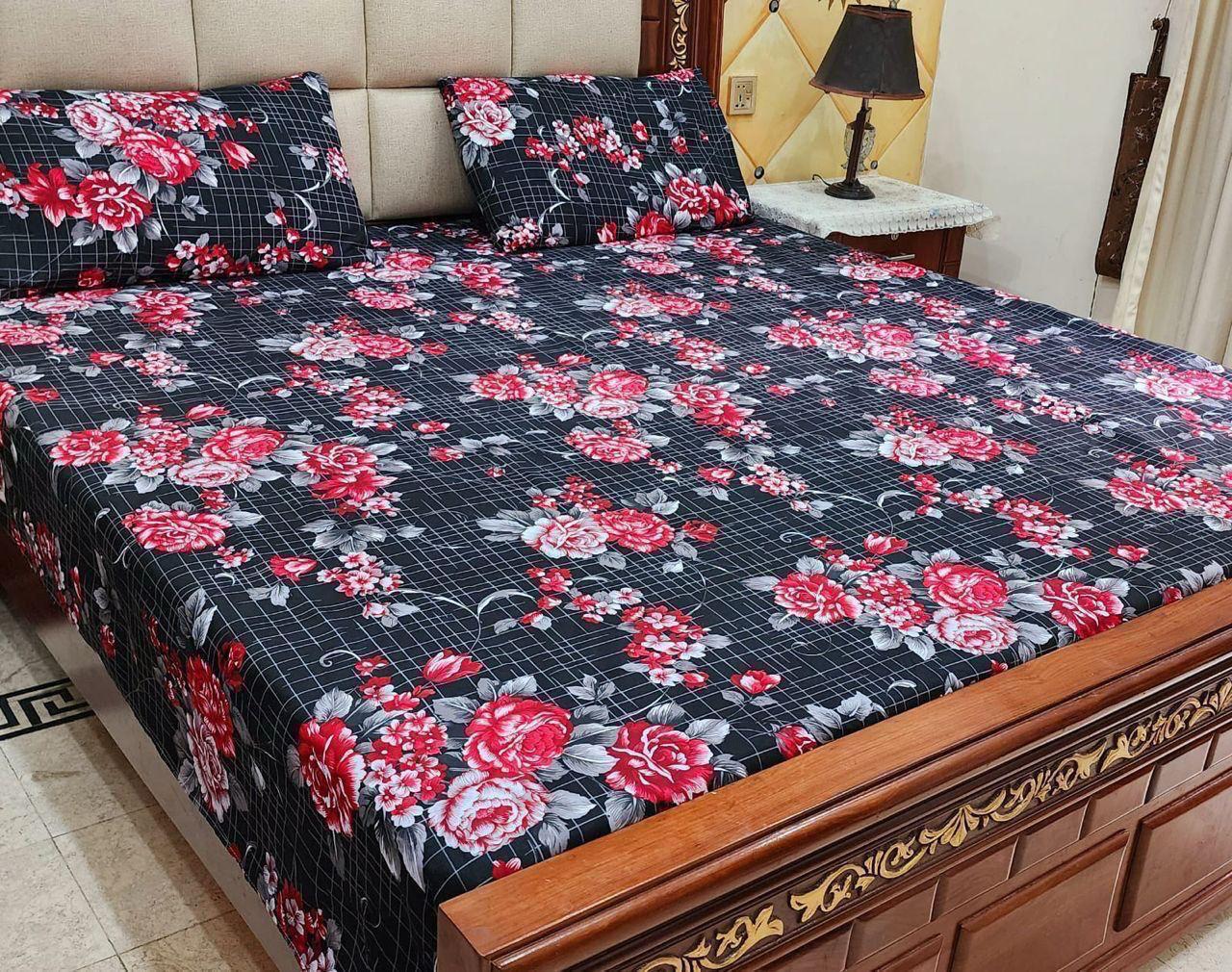 Crystal Cotton Bedsheet |3 Pcs Bedsheet Set | Colour And Stuff 100% Guaranteed