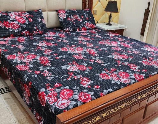 Crystal Cotton Bedsheet |3 Pcs Bedsheet Set | Colour And Stuff 100% Guaranteed