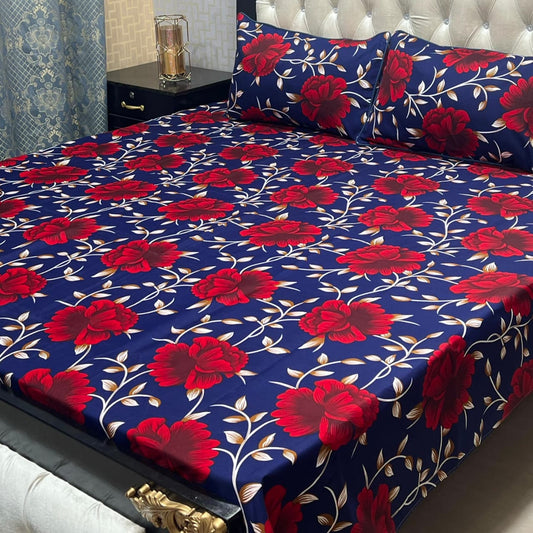 Crystal Cotton Bedsheet |3 Pcs Bedsheet Set | Colour And Stuff 100% Guaranteed