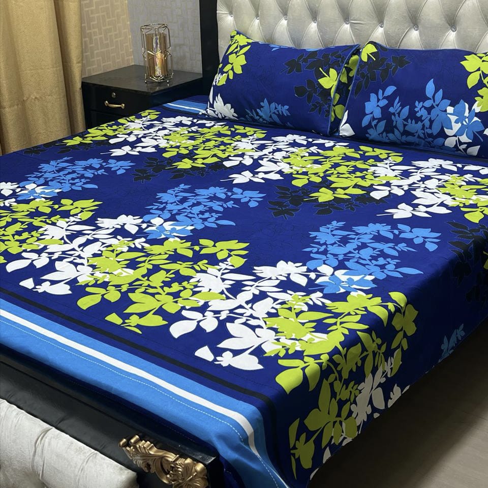 Crystal Cotton Bedsheet |3 Pcs Bedsheet Set | Colour And Stuff 100% Guaranteed