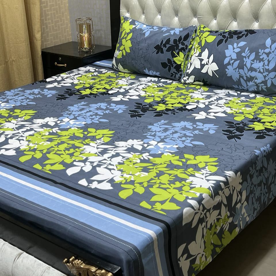 Crystal Cotton Bedsheet |3 Pcs Bedsheet Set | Colour And Stuff 100% Guaranteed